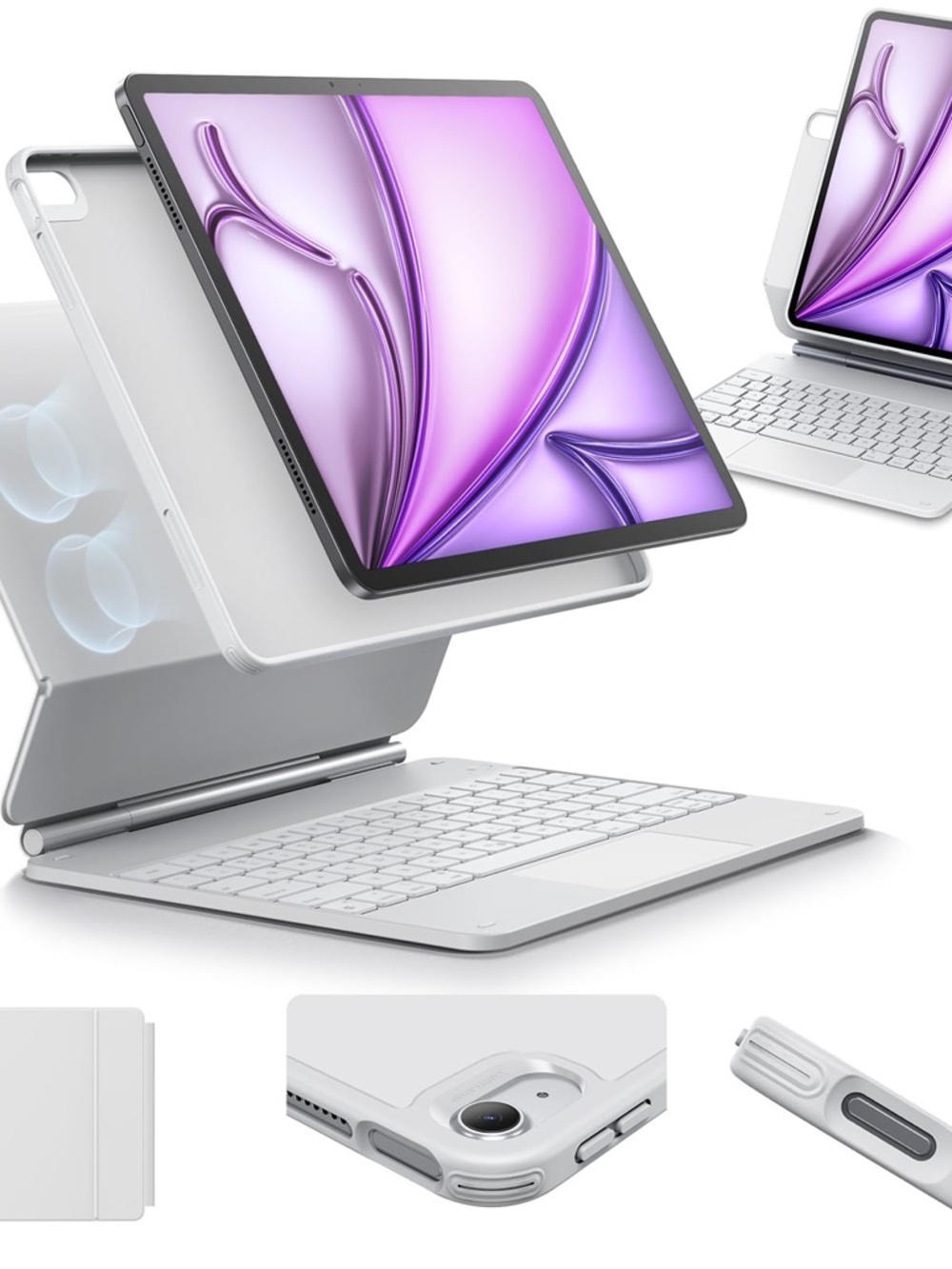 ESR iPad Air 13” Keyboard Case Trackpad Rebound 360 White M3 M2